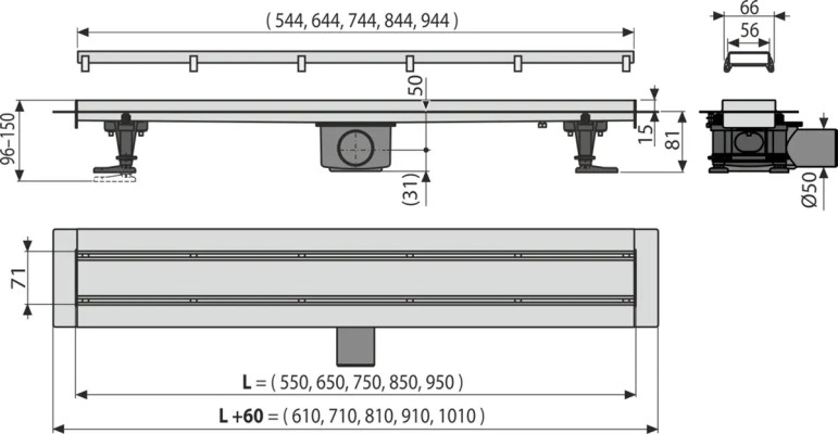 TUŠ KAN.ALCA 65 INOX APZ13 HOR