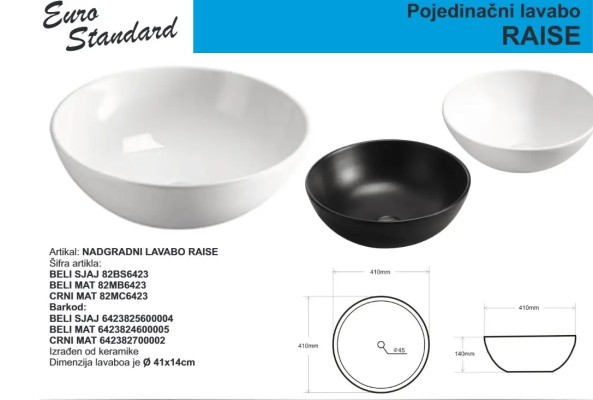 LAVABO RAISE E-6423 BELI SJAJ